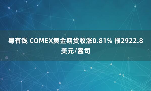 粤有钱 COMEX黄金期货收涨0.81% 报2922.8美元/盎司