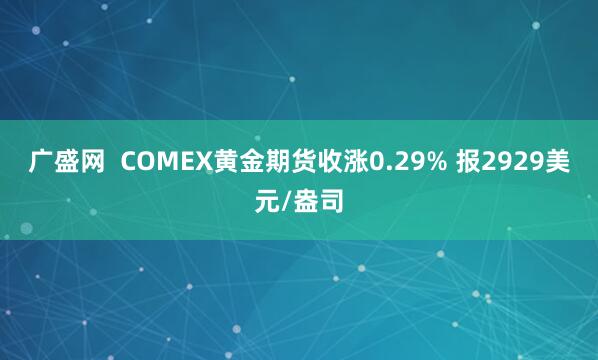 广盛网  COMEX黄金期货收涨0.29% 报2929美元/盎司