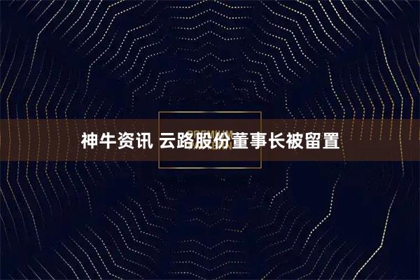 神牛资讯 云路股份董事长被留置